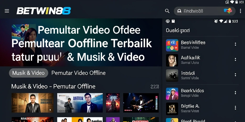Tampilan antarmuka BETWIN88 dengan fungsi Pemutar Video Offline.
