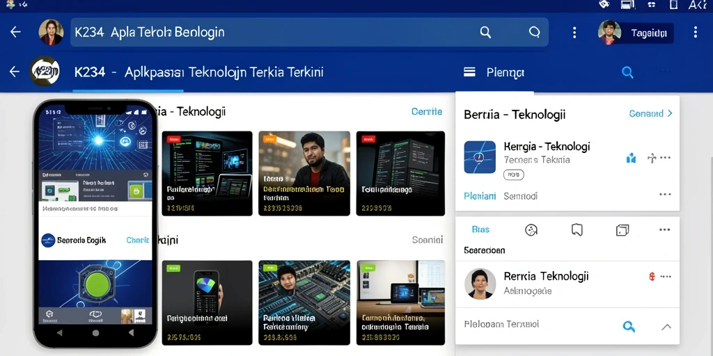 Screenshot utama K234 menampilkan antarmuka aplikasi Teknologi.