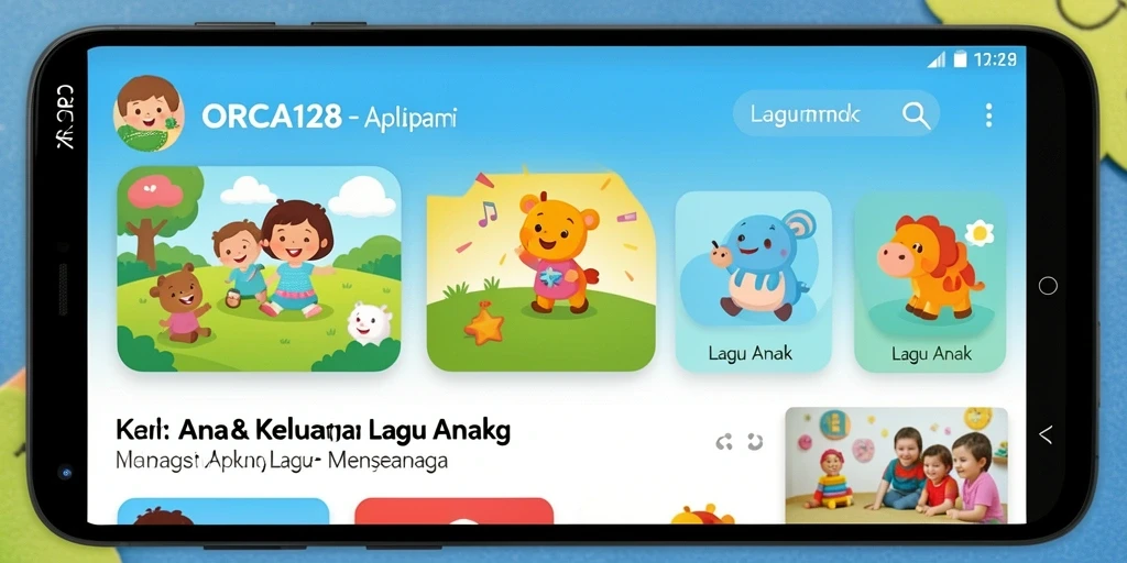Tampilan antarmuka ORCA128 dengan fungsi Lagu Anak yang interaktif.