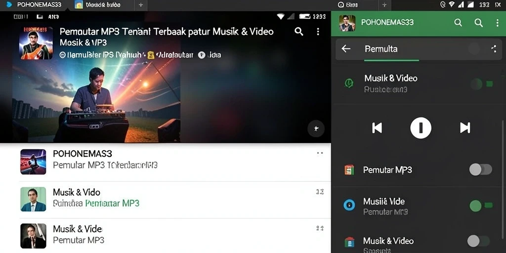 Antarmuka POHONEMAS33 yang intuitif dan fungsional untuk Pemutar MP3.