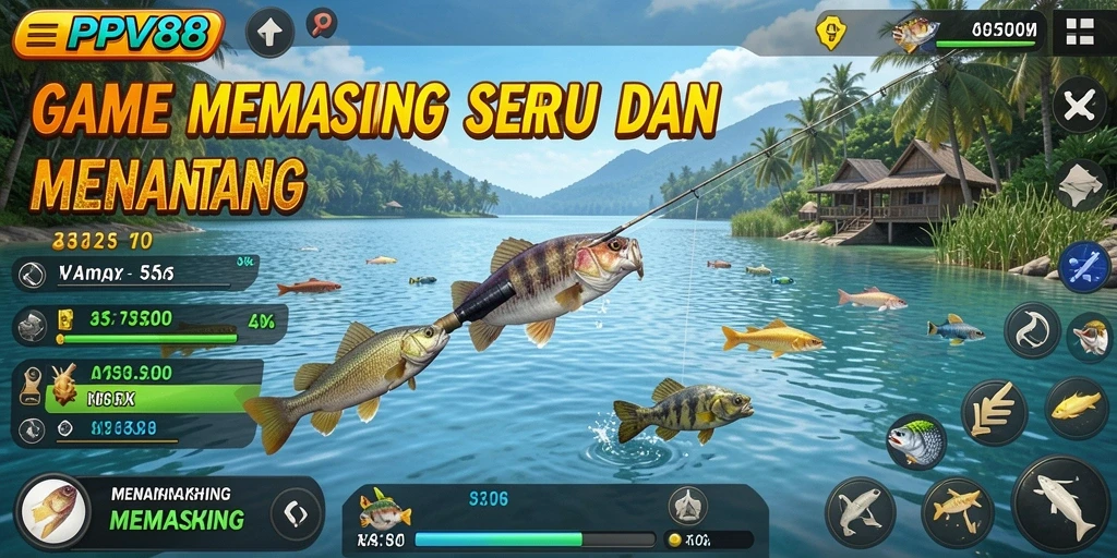 Antarmuka menarik dalam game Memancing PPV88 yang penuh warna.