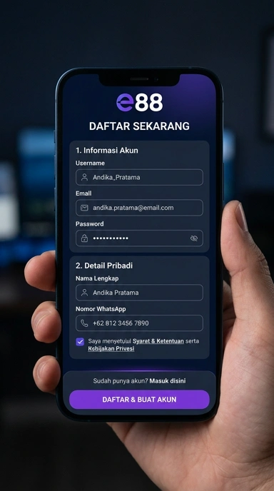 Tampilan halaman daftar e88