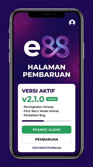 Tampilan riwayat versi e88